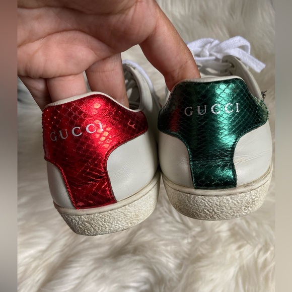 Gucci Shoes Ace Embroidered Arrow White Leather Sneakers Size 8.5 Us Unisex 39 - Picture 5 of 14